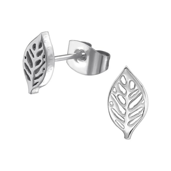 Stainless Steel Leaf Stud Earrings – Waterproof - Picture 1 of 5